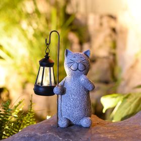 Solar Garden Statue Cat Figurine, Garden Art with Solar Lantern