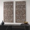 Distressed Carved Wood 2-piece Wall Decor Set