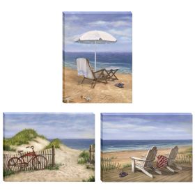 "Sand Beach Designs" 3-Piece Vignette by Opportunities, Gallery Wrap Canvas