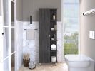 Urano Mirror Linen Cabinet; Four Interior Shelves; Five External Shelves -Smokey Oak