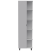 Urano Corner Linen Cabinet; Five External Shelves; Single Door; Four Interior Shelves -White