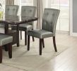 Modern Parson Chairs Silver Faux Leather Tufted Set of 2 Side Chairs Dining Seatings