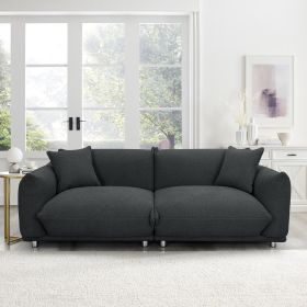 Oversized Loveseat Sofa for Living Room, Sherpa Sofa with Metal Legs, 3 Seater Sofa, Solid Wood Frame Couch with 2 Pillows