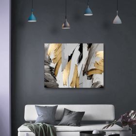 Framed Canvas Wall Art Decor Abstract Style Painting, Gold and Silver Color Painting Decoration For Office Living Room