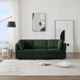 Oversized Modular Sectional Convertible Fabric Sofa Set,Extra Large Sectional Storage Seat Couch for Living Room, 3 Seat Modern Modular Sofa - Green