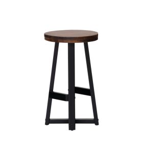 Rustic Distressed Solid Wood Round Dining Stool ‚Äì Mahogany