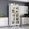 Open-door kitchen shelving Floor-to-ceiling multilevel household microwave storage cabinet bowls side cabinets cabinets Storage cabinets white color