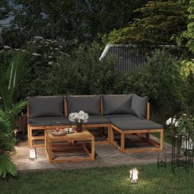 5 Piece Patio Lounge Set with Cushion Solid Acacia Wood