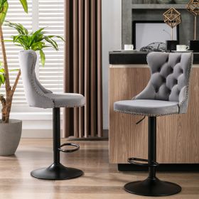 A&A Furniture,Swivel Velvet Barstools Adjusatble Seat Height from 25-33 Inch,17.7 inch base, Modern Upholstered Bar Stools with Backs Comfortable Tuft