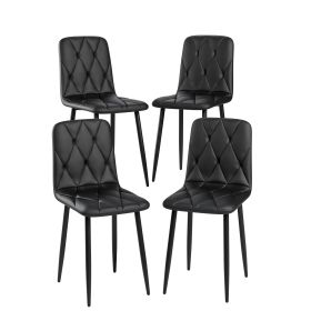 Dining Chairs Set of 4, Modern Kitchen Dining Room Chairs, PU Dining Chair Upholstered Cushion Seat and Sturdy Metal Legs