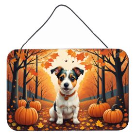 NEW Jack Russell Terrier Fall Wall or Door Hanging Prints Aluminum Metal Sign Kitchen Wall Bar Bathroom Plaque Home Decor, 8HX12W, Multicolor