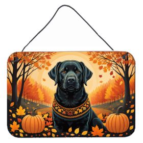 NEW Black Labrador Retriever Fall Wall or Door Hanging Prints Aluminum Metal Sign Kitchen Wall Bar Bathroom Plaque Home Decor, 8HX12W, Multicolor