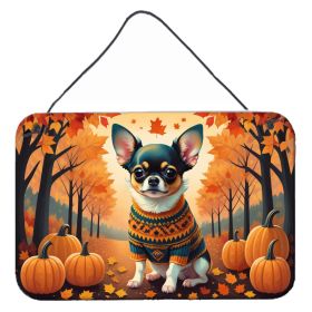 NEW Tricolor Chihuahua Fall Wall or Door Hanging Prints Aluminum Metal Sign Kitchen Wall Bar Bathroom Plaque Home Decor, 8HX12W, Multicolor