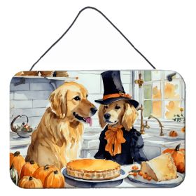 NEW Golden Retriever Fall Kitchen Pumpkins Wall or Door Hanging Prints Aluminum Metal Sign Kitchen Wall Bar Bathroom Plaque Home Decor, 8HX12W