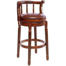 Seat Height 29.5'' Wooden Swivel Barstool 360 Degrees Swivel Barstools Chair for Home Kitchen Counter 1pc (Brown)