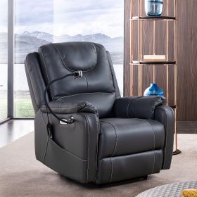 Liyasi Zero Gravity Power Recliner with comfortable lying degree, Massage, Heating and Phone Holder, Side Pockets, USB Charge Ports, Enjoy extreme rel