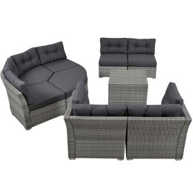 Patio Furniture Set Outdoor Furniture Daybed Rattan Sectional Furniture Set Patio Seating Group With Cushions and Center Table for Patio, Lawn, Backya