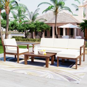 U_Style A Multi-person Sofa Set with A Small Table, Suitable for Gardens, Backyards, and Balconies.