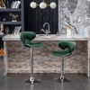 Masaccio Velvet Upholstered Adjustable Swivel Barstool, Set of 2, Green