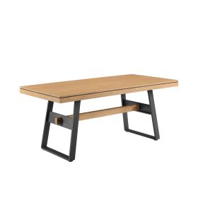 Modern Industrial Metal and Wood Large Dining Table ‚Äì Light Oak