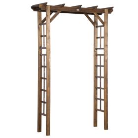 Outsunny 85" Wooden Garden Arbor for Wedding and Ceremony, Outdoor Garden Arch Trellis for Climbing Vines - Carbonized