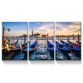 3 Panels Framed Wharf Canvas Wall Art Decor,3 Pieces Mordern Canvas Decoration Painting for Office,Dining room,Living room, Bedroom Decor-Ready to Han