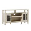 Transitional 58" 2-Door Sideboard with Windowpane Design, Ivory Oak