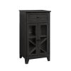 Classic Glass-Door Bar Cabinet with Bottle Storage ‚Äì Graphite