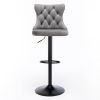 A&A Furniture,Swivel Velvet Barstools Adjusatble Seat Height from 25-33 Inch,17.7 inch base, Modern Upholstered Bar Stools with Backs Comfortable Tuft