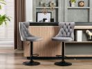 A&A Furniture,Swivel Velvet Barstools Adjusatble Seat Height from 25-33 Inch,17.7 inch base, Modern Upholstered Bar Stools with Backs Comfortable Tuft