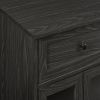 Classic Glass-Door Bar Cabinet with Bottle Storage ‚Äì Graphite