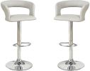 Bar Stool Counter Height Chairs Set of 2 Adjustable Height Kitchen Island Stools Grey PVC / Faux Leather