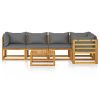 6 Piece Patio Lounge Set with Cushions Solid Acacia Wood