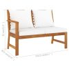 4 Piece Patio Lounge Set with Cushion Cream Solid Acacia Wood