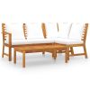 4 Piece Patio Lounge Set with Cushion Cream Solid Acacia Wood