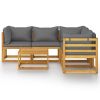 6 Piece Patio Lounge Set with Cushion Solid Acacia Wood