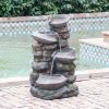 19x15x31.5" Indoor Outdoor Stone Water Fountain, 4-Tier Polyresin Cascading Rock Bowl Freestanding Fountain with LED Ligh