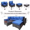 7 Pieces Outdoor Patio Sectional Sofa Couch, Silver Gray PE Wicker Furniture Conversation Sets with Washable Cushions & Glass Coffee Table for Garden,