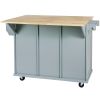 Kitchen Cart with Rubber wood Drop-Leaf Countertop ,Cabinet door internal storage racks,Kitchen Island on 5 Wheels with Storage Cabinet and 3 Drawers