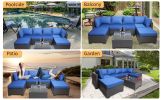 7 Pieces Outdoor Patio Sectional Sofa Couch, Silver Gray PE Wicker Furniture Conversation Sets with Washable Cushions & Glass Coffee Table for Garden,