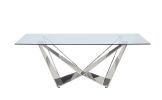 ACME Dekel Dining Table, Clear Glass & Stainless Steel 70140