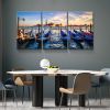 3 Panels Framed Wharf Canvas Wall Art Decor,3 Pieces Mordern Canvas Decoration Painting for Office,Dining room,Living room, Bedroom Decor-Ready to Han