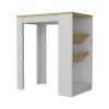 DeSoto Wine Storage Pedestal Kitchen Island White and Macadamia