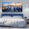 3 Panels Framed Wharf Canvas Wall Art Decor,3 Pieces Mordern Canvas Decoration Painting for Office,Dining room,Living room, Bedroom Decor-Ready to Han