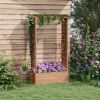 Outsunny Raised Garden Bed with Arch Trellis for Vine Climbing Plants, Hanging Flowers, 70.75" Tall Outdoor Wood Planter Box with Drainage Hole & Fabr