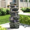 40inches High Rocks Outdoor Cascading Waterfall with LED Lights