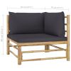 5 Piece Patio Lounge Set with Dark Gray Cushions Bamboo