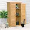 TOPMAX Wooden Garden Shed 3-tier Patio Storage Cabinet Outdoor Organizer Wooden Lockers with Fir Wood (Natural Wood Color -Shutter Design)