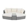 TOPMAX 6-Piece Patio Outdoor Conversation Round Sofa Set, PE Wicker Rattan Separate Seating Group with Coffee Table, Beige