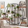 Round 5-Tier Metal Plant Stand bookcase storage rack;  Indoor Living Room Terrace Garden Balcony Display Stand